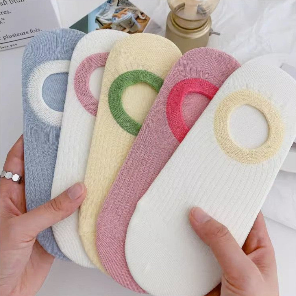 [littlecrab] Kaos Kaki Pendek Polos Warna Warni Lucu Unik Motif Plain Two Tone Berkualitas Korean