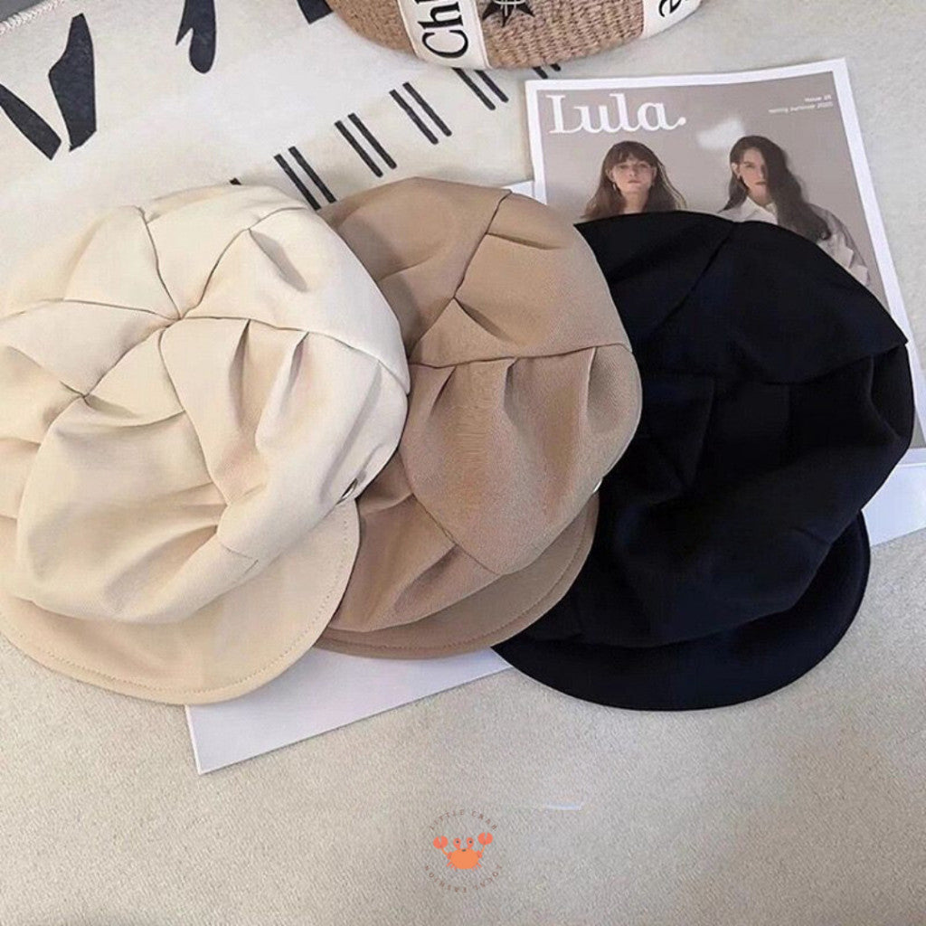 [littlecrab] Topi Baret Bentuk Awan Cloud Puff Simple Cute Aesthetic Retro Korean Style Topi Seniman