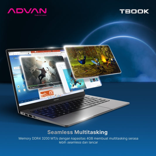 Pekanbaru Laptop Advan Tbook Intel N100 / 8Gb / 128Gb / 384Gb / 14" / Win 11