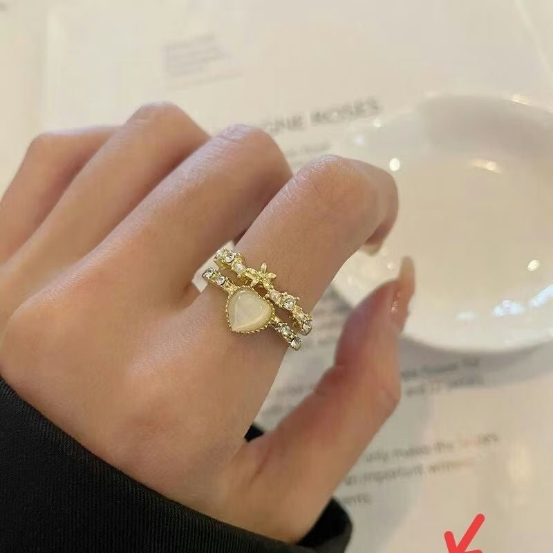 Pekanbaru Cincin Wanita Diamond Fashion Korea Cincin Bentuk Hati Simple Ring