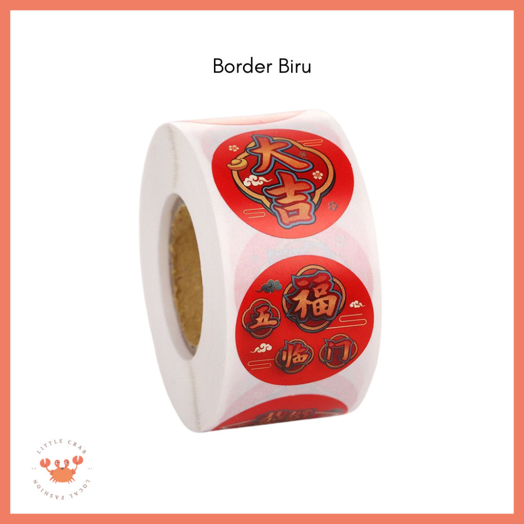 [littlecrab] Sticker Roll 500pcs Mini Fu  CNY Hok Merah Gold Tempelan Fuk Stiker Toples Buah Parcel
