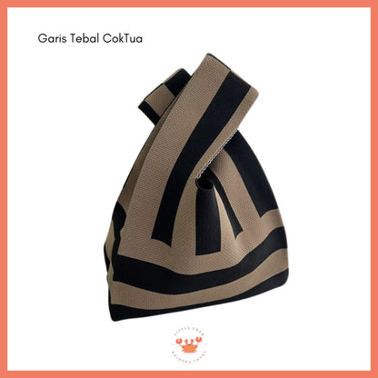 [littlecrab] Tas Rajut Earth Tone Coklat Hitam Putih Bangkok Knit Bag Knot Mini Totebag Buffalow