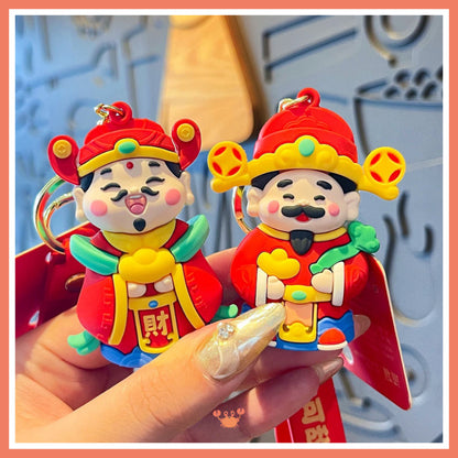 [littlecrab] Gantungan Kunci Cai Shen Ye Dewa Keberuntungan Keychain Lucu Unik Mobil Motor Kunci Rumah