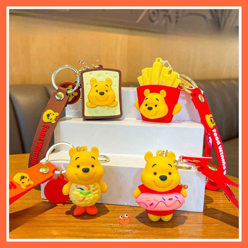[littlecrab] Gantungan Kunci Winnie The Pooh Bentuk Makanan Burger Donat French Fries Keychain Food