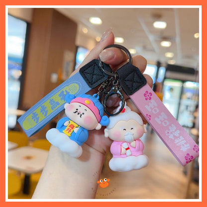 [littlecrab] Gantungan Kunci Motif Dewa Keberuntungan Jodoh Pendidikan Cute God Keychain Gemoy