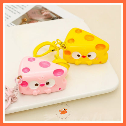 [littlecrab] Gantungan Kunci Motif Keju Cheese Keychain Karakter Unik Lucu Lonceng Cartoon Gemoy