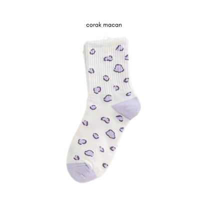 [littlecrab] Kaos Kaki Panjang Lilac Beruang Ungu Putih Unik Lucu Berkualitas Long Socks Aesthetic