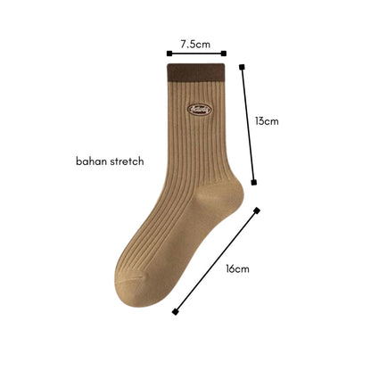 [littlecrab] Kaos Kaki Panjang Chocolate Latte Brown Long Socks Earth Tone Aesthetic Berkualitas