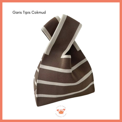 [littlecrab] Tas Rajut Earth Tone Coklat Hitam Putih Bangkok Knit Bag Knot Mini Totebag Buffalow