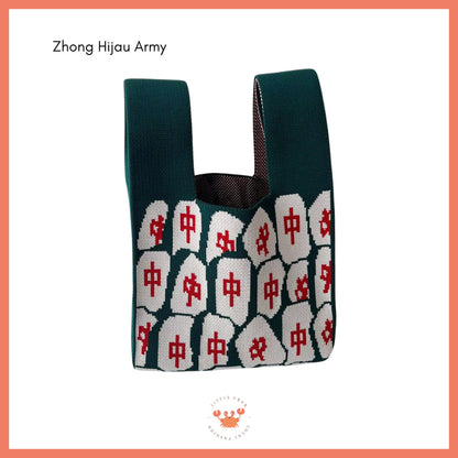 [bighuat] Tas Rajut Money Motif Uang Fa Cai Mahjong Knit Knot Bag Mini Totebag Bangkok Premium