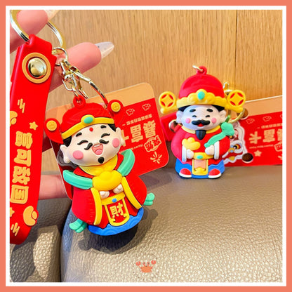 [littlecrab] Gantungan Kunci Cai Shen Ye Dewa Keberuntungan Keychain Lucu Unik Mobil Motor Kunci Rumah