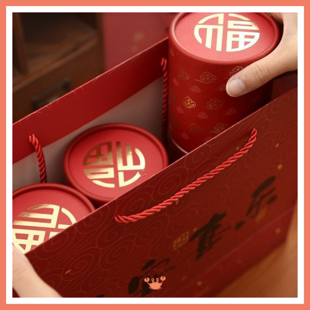 [littlecrab] Paper Bag Merah Motif Imlek Fu Ping An Xi Le Vertikal Horizontal Kantong Hampers Tas Kado