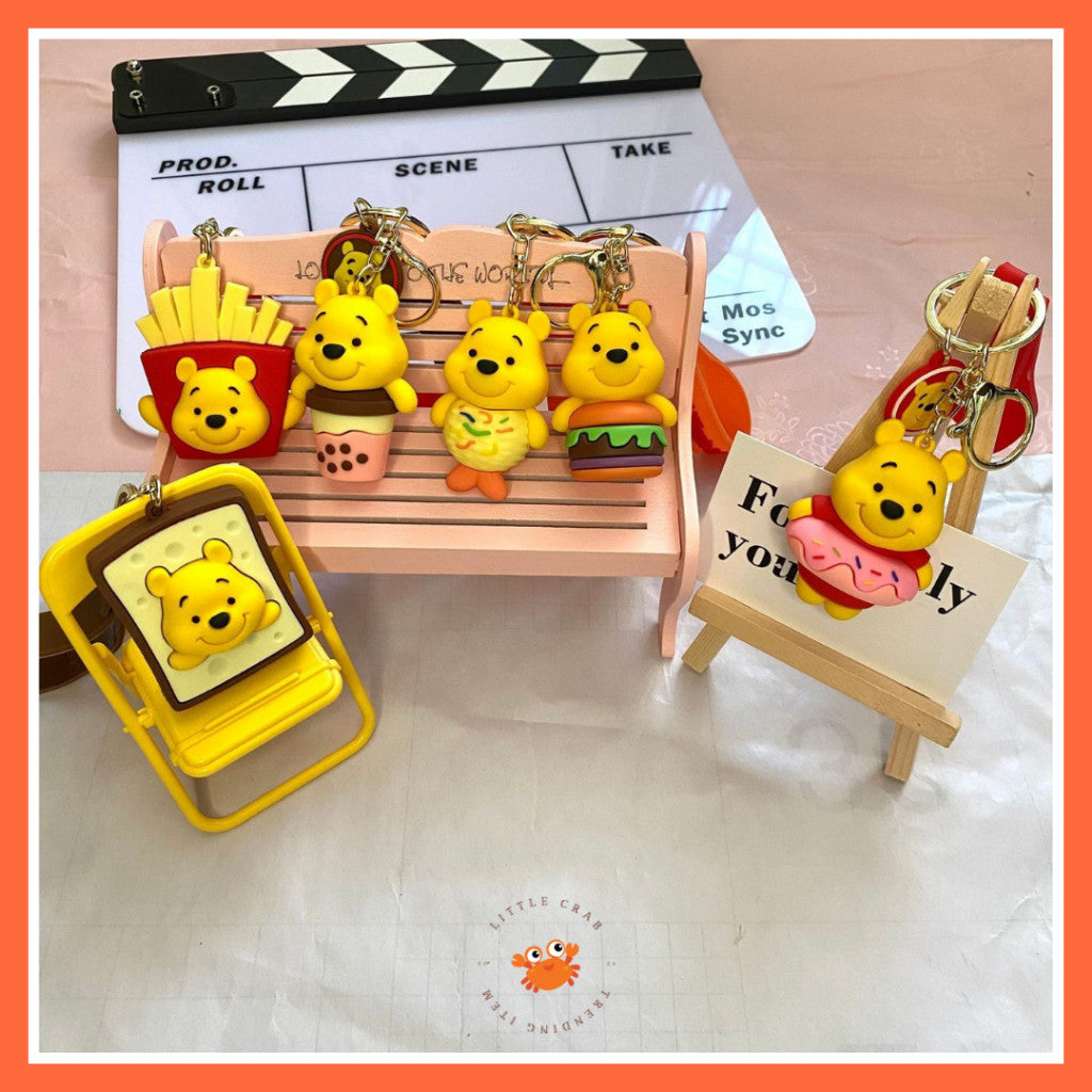 [littlecrab] Gantungan Kunci Winnie The Pooh Bentuk Makanan Burger Donat French Fries Keychain Food