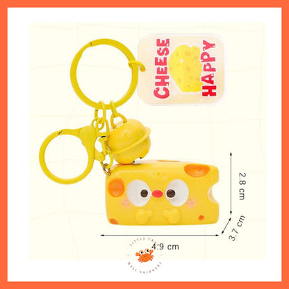 [littlecrab] Gantungan Kunci Motif Keju Cheese Keychain Karakter Unik Lucu Lonceng Cartoon Gemoy