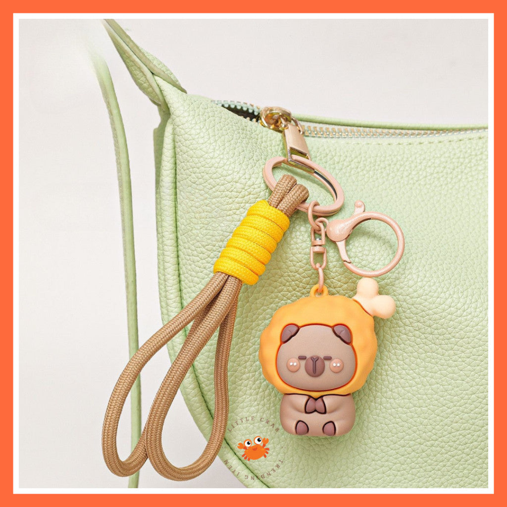[littlecrab] Gantungan Kunci Capybara Taiyaki Paha Ayam Food Keychain Beruang Coklat Gemoy Cartoon