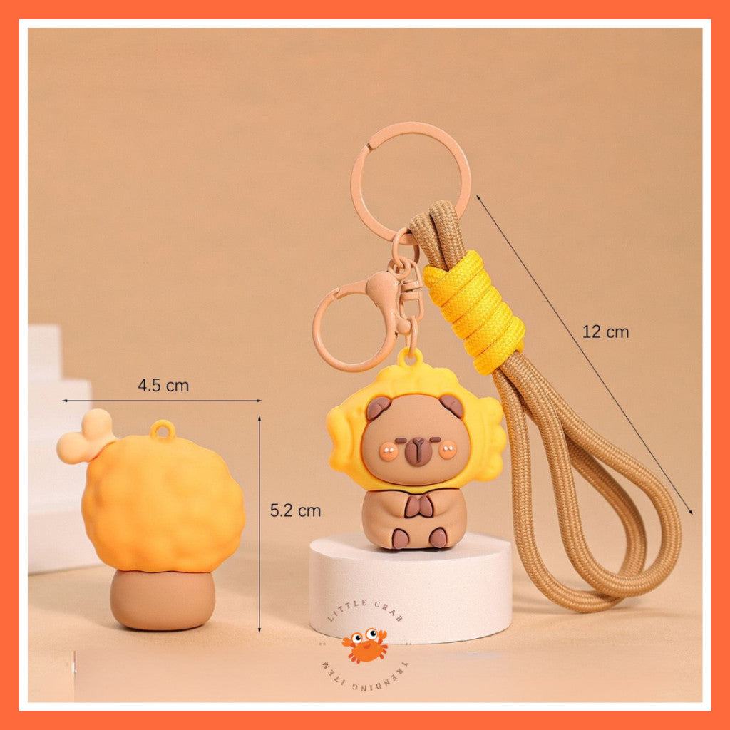 [littlecrab] Gantungan Kunci Capybara Taiyaki Paha Ayam Food Keychain Beruang Coklat Gemoy Cartoon