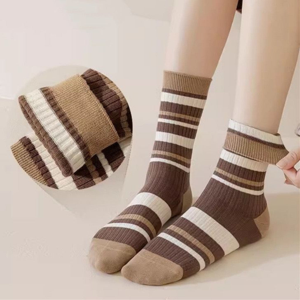 [littlecrab] Kaos Kaki Panjang Chocolate Latte Brown Long Socks Earth Tone Aesthetic Berkualitas
