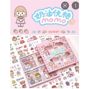 STIKER 100 Lembar / Set Stiker Transparan Motif Kartun Anti Air Untuk Dekorasi Handbook stiker momo
