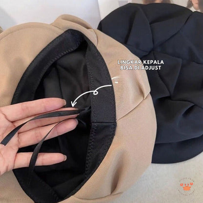 [littlecrab] Topi Baret Bentuk Awan Cloud Puff Simple Cute Aesthetic Retro Korean Style Topi Seniman