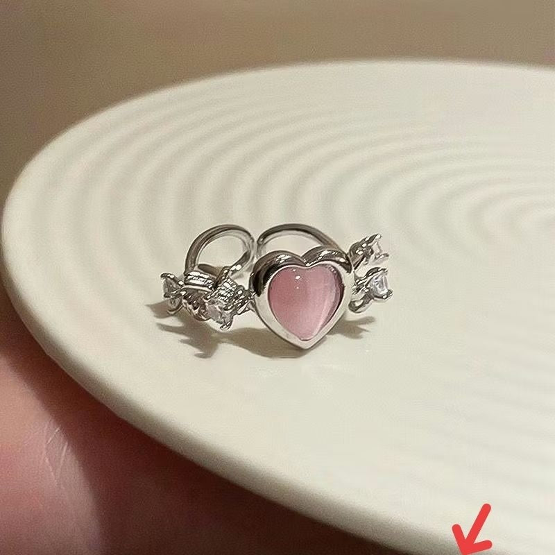 Pekanbaru Cincin Wanita Diamond Fashion Korea Cincin Bentuk Hati Simple Ring