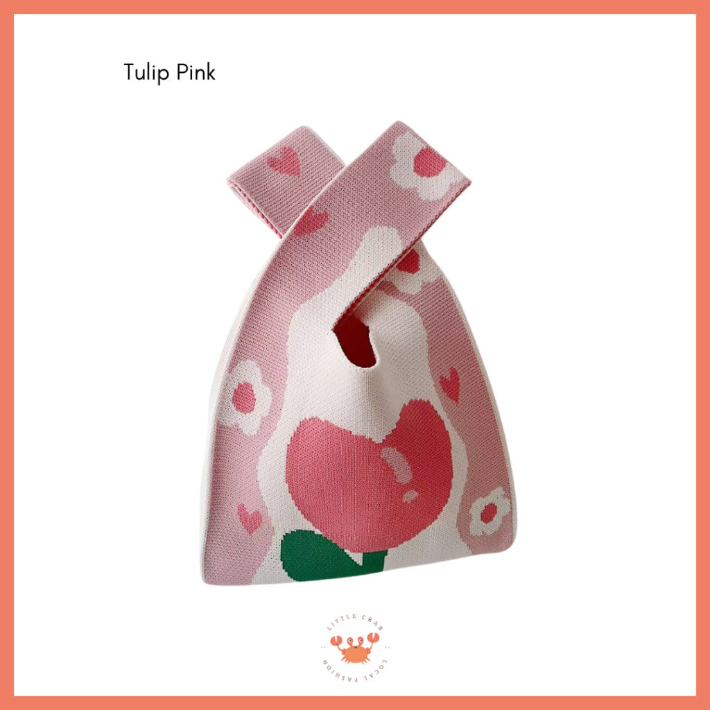 [littlecrab] Tas Rajut Bangkok All Motif Knit Knot Bag Mini Totebag Buffalow Unik Kanvas Premium