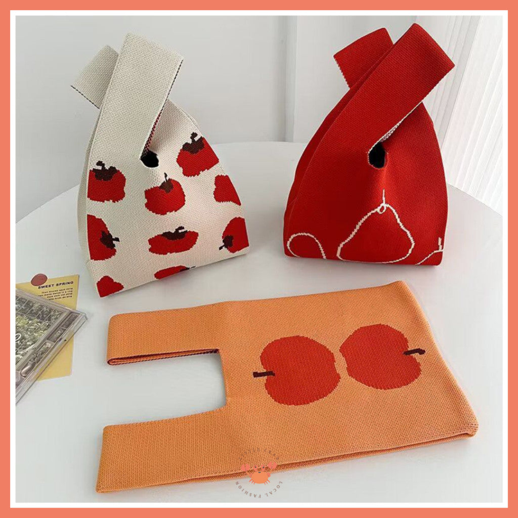 [littlecrab] Tas Rajut Motif Buah Apel Pear Fruit Knit Knot Bag Buffalow Mini Bag Bangkok Premium