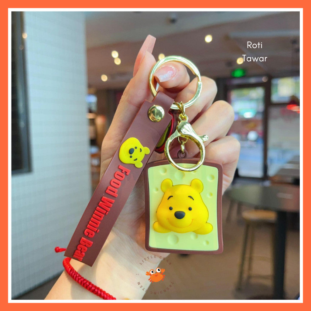 [littlecrab] Gantungan Kunci Winnie The Pooh Bentuk Makanan Burger Donat French Fries Keychain Food