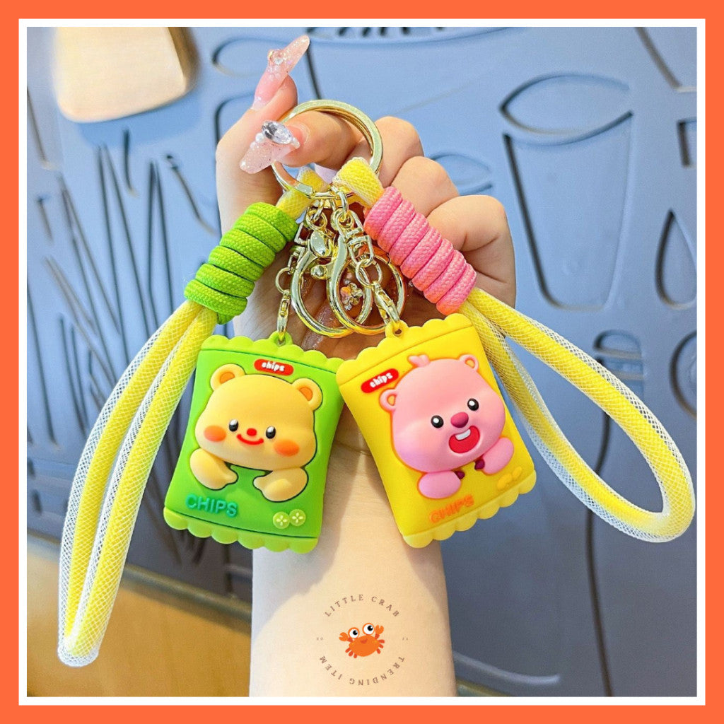 [littlecrab] Gantungan Kunci Snack Butter Bear Loopy Lays Hijau Kuning Keychain Gemoy Aesthetic