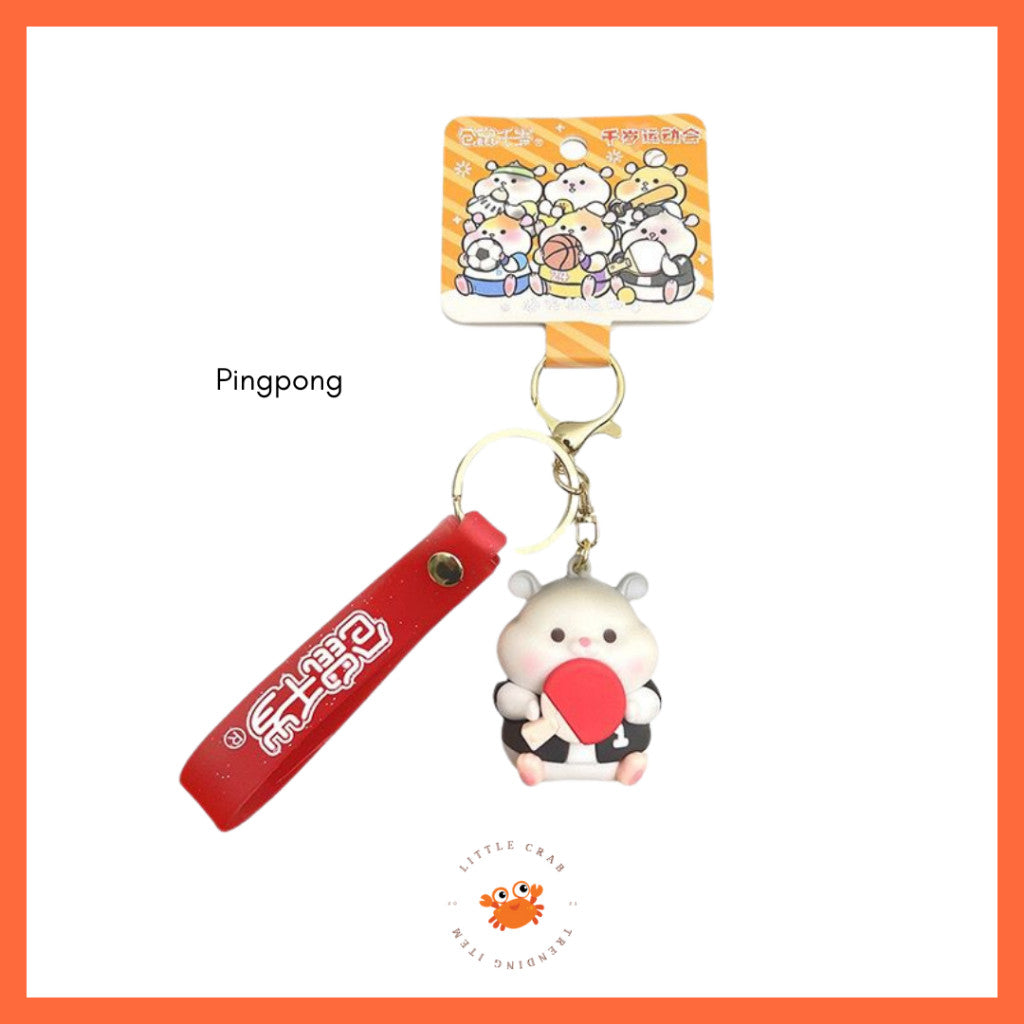 [littlecrab] Gantungan Kunci Hamster Olahraga Sport Keychain Gemoy Chubby Pet Aesthetic Cartoon