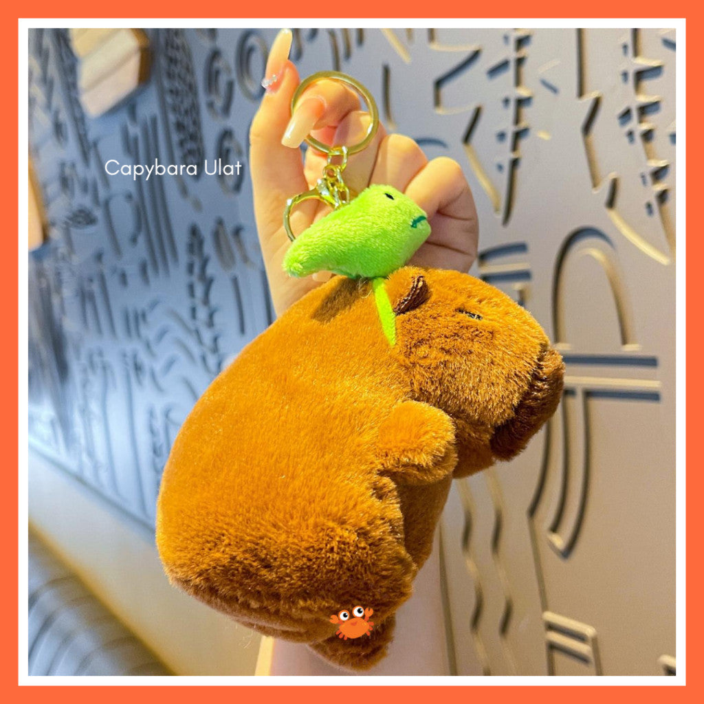 [littlecrab] Gantungan Kunci Boneka Capybara Mini Unik Keychain Plush Doll Beruang Gemoy