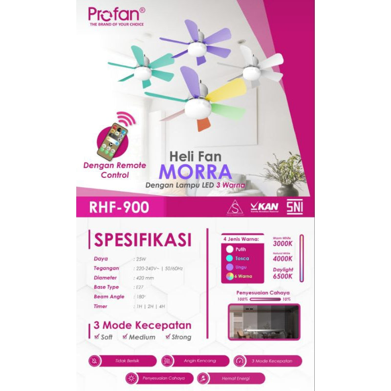 Pekanbaru Heli Fan Profan Rhf900 Morra / Kipas Angin Plafon Profan