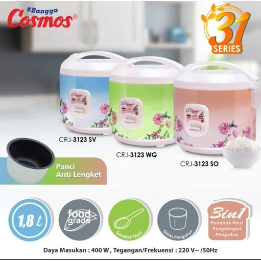 Pekanbaru Magic Com Cosmos Crj-3123 So / Sv / Wg 1.8 Liter / Rice Cooker Cosmos Crj 3123 1,8L / Penanak Nasi