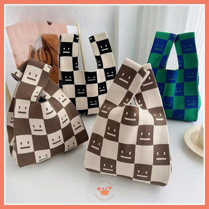 [littlecrab] Tas Rajut Bangkok All Motif Knit Knot Bag Mini Totebag Buffalow Unik Kanvas Premium