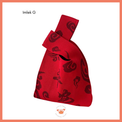 [littlecrab] Tas Rajut Bangkok All Motif Knit Knot Bag Mini Totebag Buffalow Unik Kanvas Premium