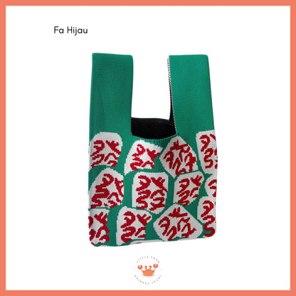 [bighuat] Tas Rajut Money Motif Uang Fa Cai Mahjong Knit Knot Bag Mini Totebag Bangkok Premium