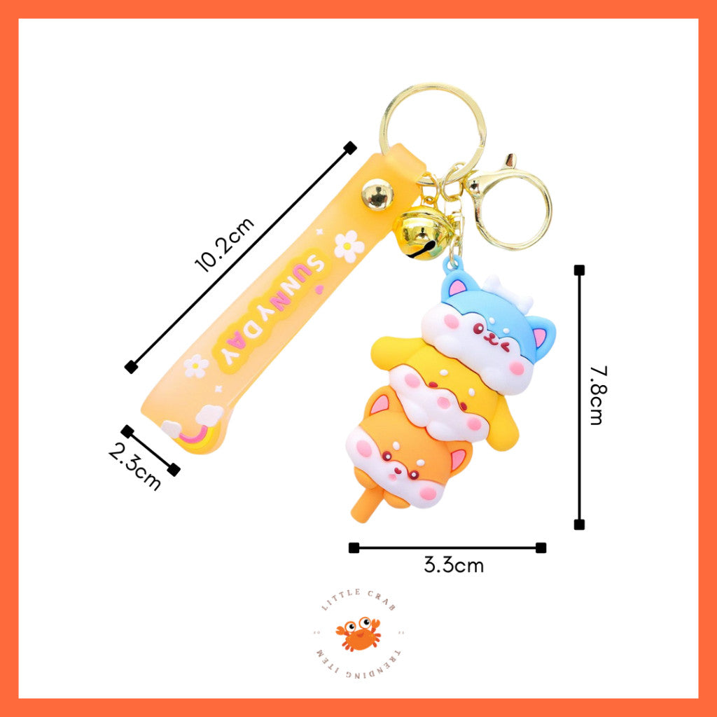 [littlecrab] Gantungan Kunci Motif Doggy Piggy Tumpuk Cute Keychain Gemoy Trio Aksesoris Aesthetic