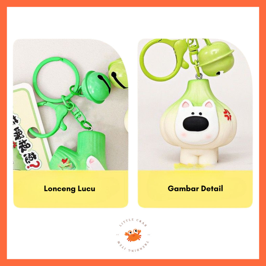[littlecrab] Gantungan Kunci Motif Bawang Garlic Daun Bawang Keychain Unik Gemoy Hijau Putih Cartoon