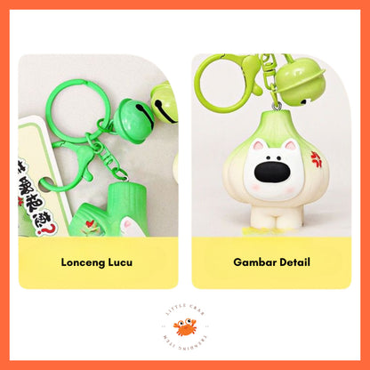 [littlecrab] Gantungan Kunci Motif Bawang Garlic Daun Bawang Keychain Unik Gemoy Hijau Putih Cartoon