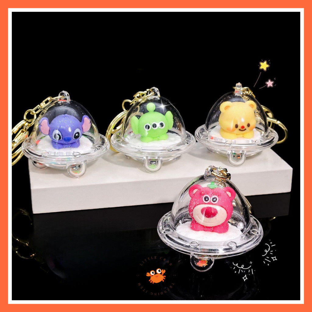 [littlecrab] Gantungan Kunci Uvo Transparan Glitter Lotso Alien Stitch Butter Bear Keychain Gemoy
