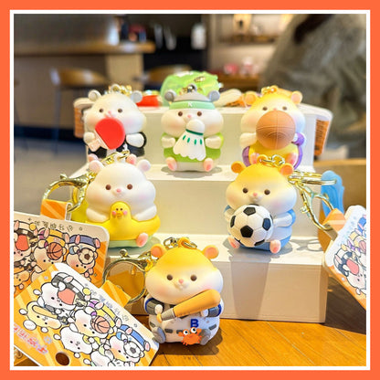 [littlecrab] Gantungan Kunci Hamster Olahraga Sport Keychain Gemoy Chubby Pet Aesthetic Cartoon