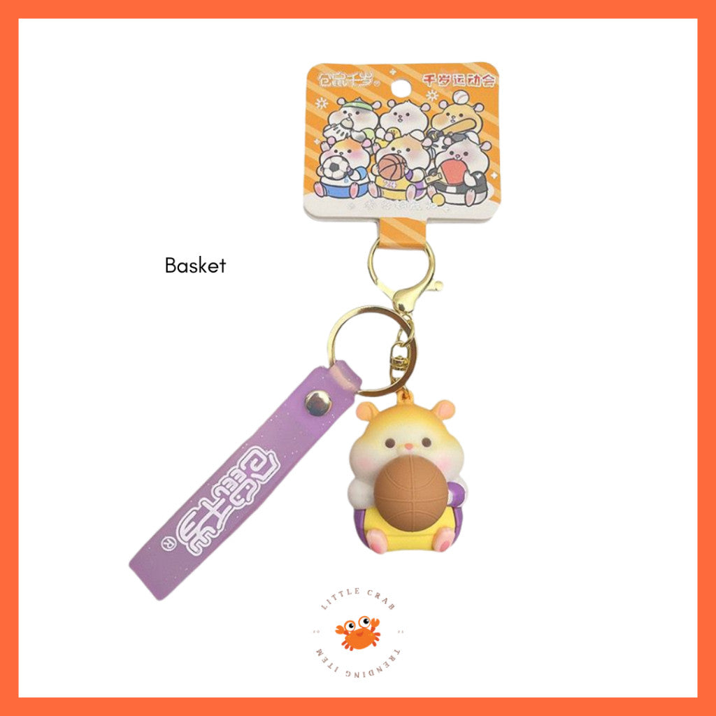 [littlecrab] Gantungan Kunci Hamster Olahraga Sport Keychain Gemoy Chubby Pet Aesthetic Cartoon