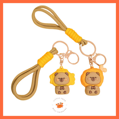 [littlecrab] Gantungan Kunci Capybara Taiyaki Paha Ayam Food Keychain Beruang Coklat Gemoy Cartoon