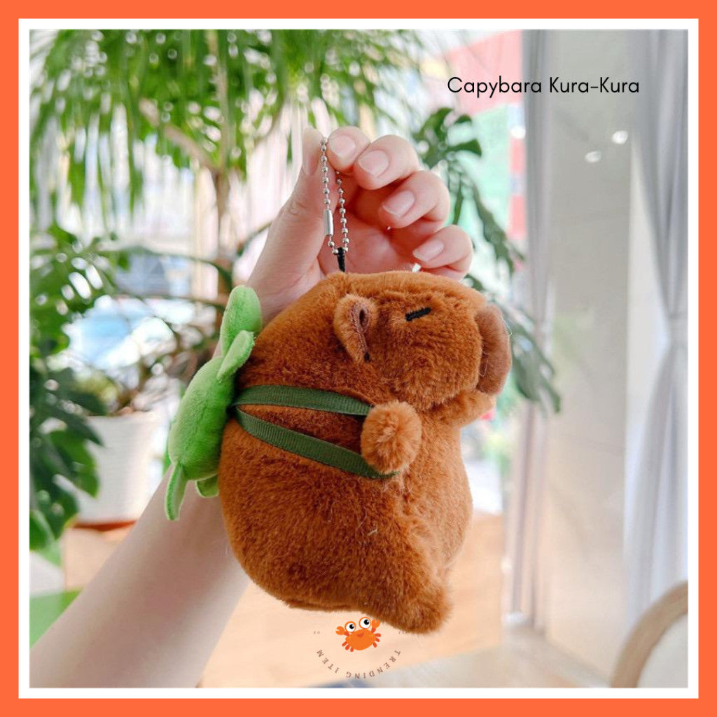 [littlecrab] Gantungan Kunci Boneka Capybara Mini Unik Keychain Plush Doll Beruang Gemoy