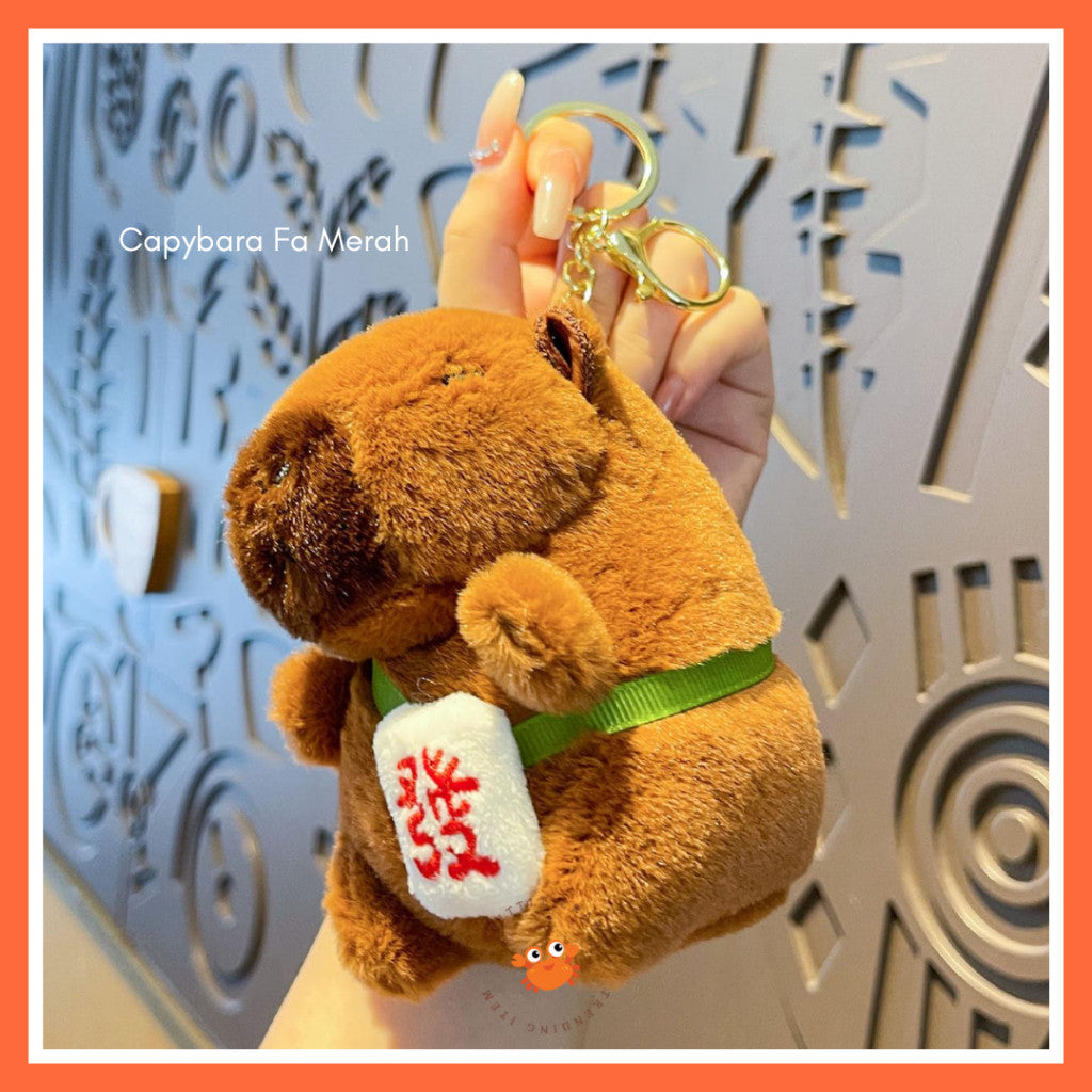 [littlecrab] Gantungan Kunci Boneka Capybara Mini Unik Keychain Plush Doll Beruang Gemoy