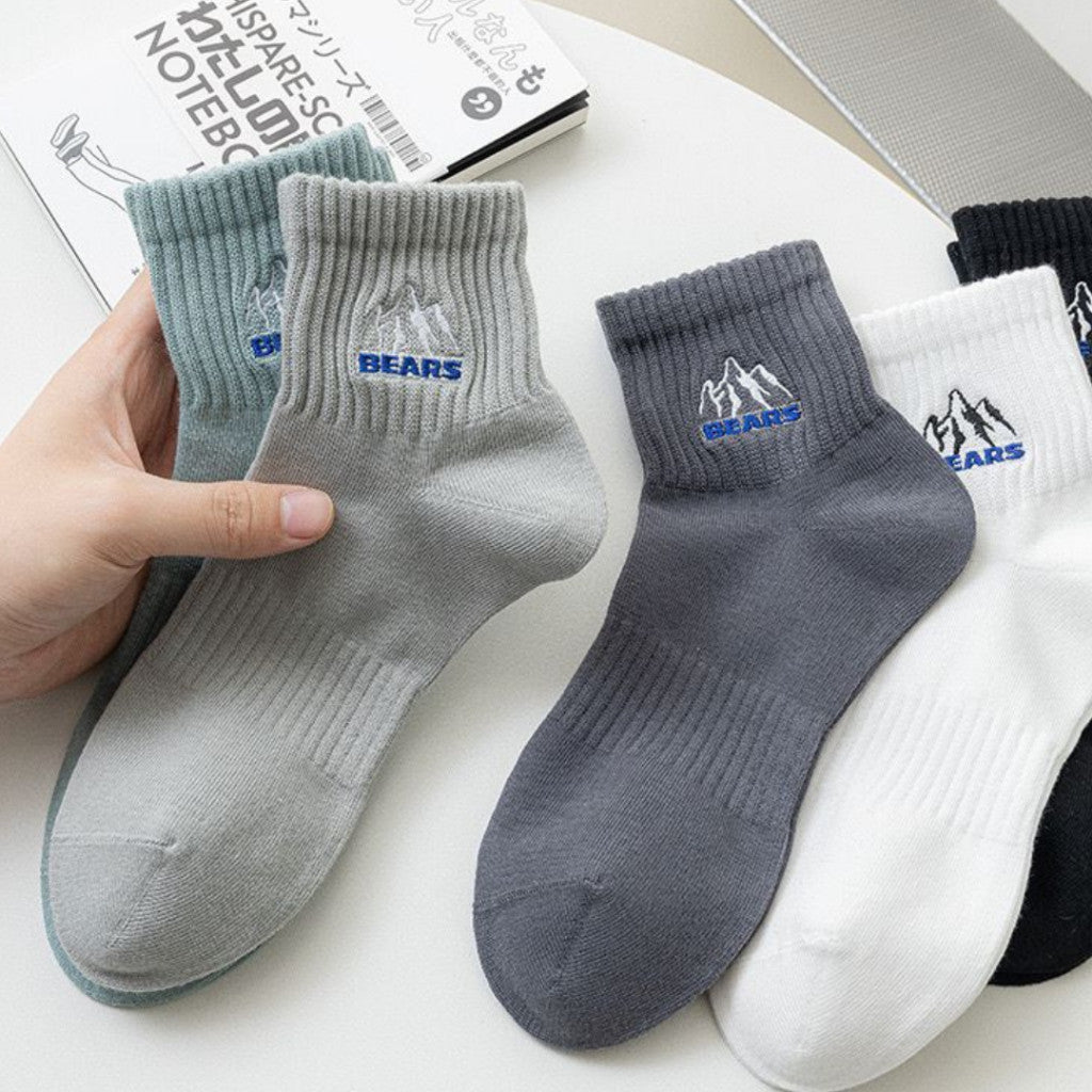 [littlecrab] Kaos Kaki Pendek Motif Gunung Bears High Quality Socks Unisex Simple