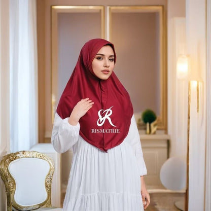 Pekanbaru Hijab Bergo Jersey Hamidah / Bergo Jersey Menutup Dada / Hijab Instan Jersey