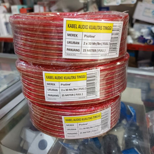Pekanbaru Kabel Audio Serabut 1 Roll Kabel Pioline / Kabel Transparan 2X30 Mm/ Kabel Bening 2 X 30 Mm Panjang 25 Meter Full