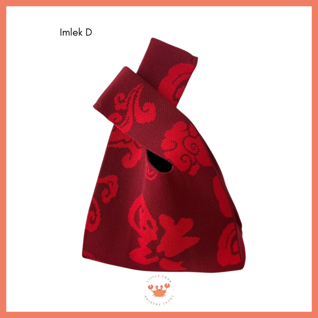 [littlecrab] Tas Rajut Bangkok All Motif Knit Knot Bag Mini Totebag Buffalow Unik Kanvas Premium