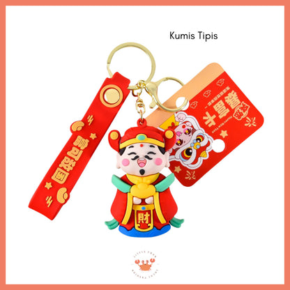 [littlecrab] Gantungan Kunci Cai Shen Ye Dewa Keberuntungan Keychain Lucu Unik Mobil Motor Kunci Rumah
