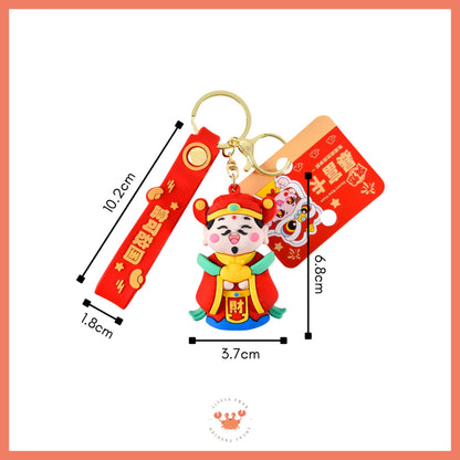 [littlecrab] Gantungan Kunci Cai Shen Ye Dewa Keberuntungan Keychain Lucu Unik Mobil Motor Kunci Rumah